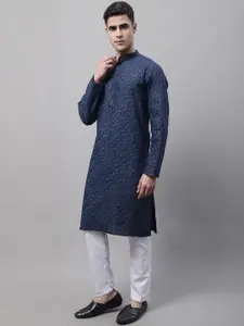 Jompers Geometric Pattern Woven Design Regular Pure Cotton Kurta with Pyjamas