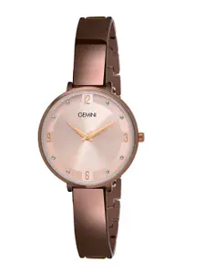 GEMINI Women Embellished Dial & Stainless Steel Straps Analogue Watch BNS 2122QM02