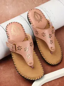 Denill Laser Cuts Embellished Open Toe Flats