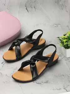 Denill Twisted Open Toe Flats with Backstrap