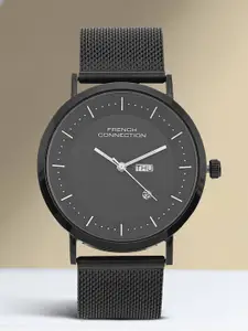 French Connection Men Dial & Stainless Steel Textured Straps Analogue Watch FCN00044E