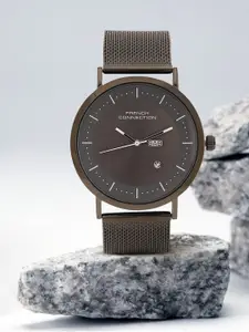 French Connection Men Dial & Stainless Steel Textured Straps Analogue Watch FCN00044G