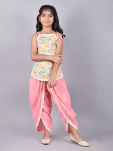 misbis Girls Printed Top With Dhoti Pants