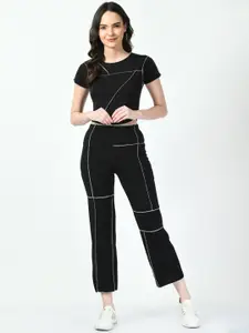 CLAFOUTIS Self-Design Top With Trousers