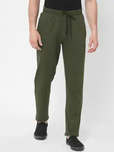 Sweet Dreams Olive Green Men Mid Rise Cotton Track Pants