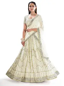 SHOPGARB Embroidered Sequinned Semi-Stitched Lehenga & Unstitched Blouse With Dupatta