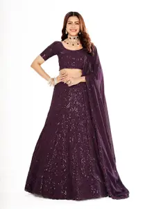 SHOPGARB Embroidered Sequinned Semi-Stitched Lehenga & Unstitched Blouse With Dupatta
