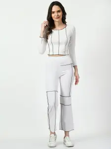 CLAFOUTIS Self Designed Detail Top & Trousers Co-Ord Set