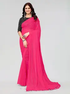 KALINI  Striped Sequinned Poly Georgette Saree