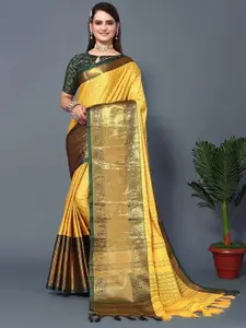 VILLAGIUS Ethnic Motifs Woven Design Zari Silk Cotton Saree