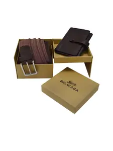 Belwaba Men Leather Belt & Wallet Accessory Gift Set
