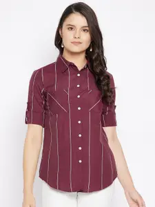 BAESD Classic Striped Spread Collar Casual Shirt