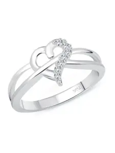 Vighnaharta Rhodium-Plated CZ Studded Finger Ring