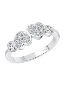 Vighnaharta Rhodium-Plated CZ Studded Finger Ring