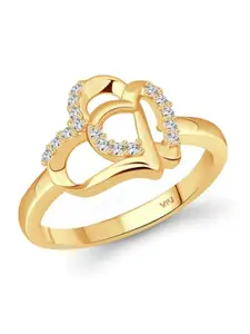 Vighnaharta Gold-Plated CZ Studded Finger Ring