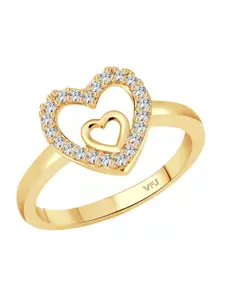 Vighnaharta Gold-Plated CZ Studded Finger Ring