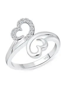 Vighnaharta Rhodium-Plated CZ Studded Finger Ring