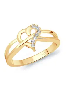 Vighnaharta Gold-Plated CZ Studded Finger Ring
