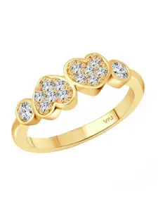 Vighnaharta Gold-Plated CZ Studded Finger Ring
