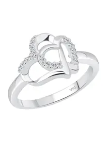 Vighnaharta Rhodium-Plated CZ Studded Finger Ring