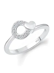 Vighnaharta Rhodium-Plated CZ Studded Finger Ring