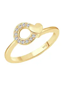 Vighnaharta Gold-Plated CZ Studded Finger Ring