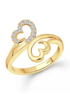 Vighnaharta Gold-Plated CZ Studded Finger Ring