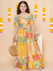 Bitiya by Bhama Girls Floral Printed Ready to Wear Lehenga & Choli