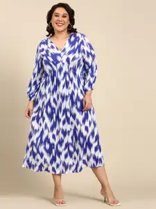 The Pink Moon Abstract Printed Regular Sleeves Oversized Fit  Empire Midi Dress