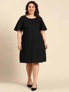The Pink Moon Plus Size Flared Sleeves Cotton A-Line Dress
