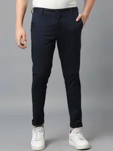 Harvard Men Navy Blue Classic Easy Wash Mid Rise Trousers