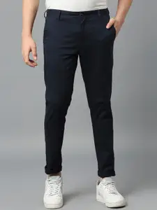 Harvard Men Navy Blue Classic Easy Wash Mid Rise Trousers