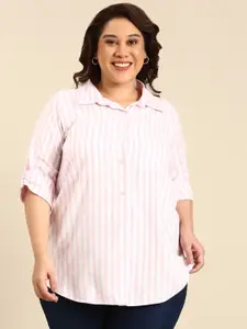 The Pink Moon Opaque Striped Cotton Semiformal Shirt
