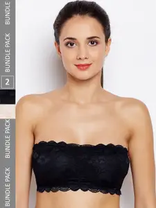 Lebami Pack Of 2 Rapid-Dry Half Coverage Lightly Padded Bandeau Bra With All Day Comfort