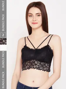 Lebami Pack Of 2 Rapid-Dry Full Coverage Lightly Padded Bralette Bra With All Day Comfort