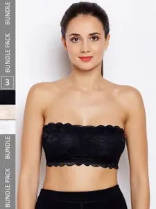 Lebami Pack Of 3 Rapid-Dry Half Coverage Lightly Padded Bandeau Bra With All Day Comfort