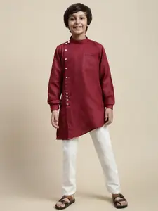 Sanwara Band Collar Asymmetric Regular Kurta with Pyjamas