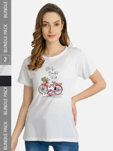 CHOZI Pack Of 2 Printed Cotton T-shirts