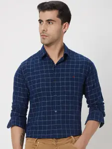 Mufti Grid Tattersall Checked Slim Fit Opaque Regular Fit Cotton Casual Shirt