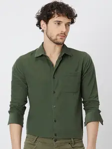 Mufti Men Slim Fit Opaque Cotton Casual Shirt