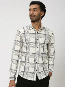 Mufti Slim Fit Other Checks Spread Collar Long Sleeve Cotton Casual Shirt