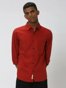 Mufti Slim Fit Spread Collar Long Sleeve Casual Shirt