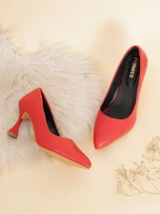 FABBHUE Pointed Toe Party Block Pumps