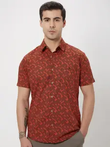 Mufti Geometric Printed Slim Fit Opaque Cotton Casual Shirt