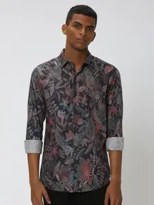Mufti Floral Printed Slim Fit Pure Cotton Casual Shirt