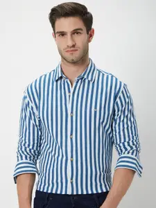 Mufti Striped Slim Fit Pure Cotton Casual Shirt