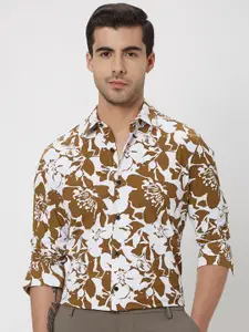 Mufti Floral Printed Slim Fit Pure Cotton Casual Shirt