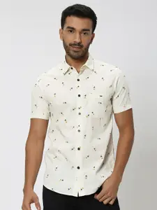 Mufti Geometric Printed Slim Fit Pure Cotton Casual Shirt
