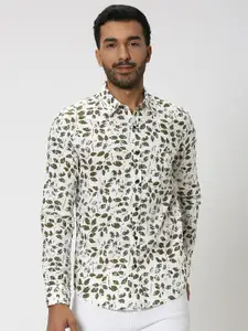 Mufti Floral Printed Slim Fit Pure Cotton Casual Shirt