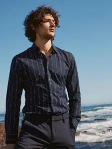 Mufti Striped Slim Fit Pure Cotton Casual Shirt